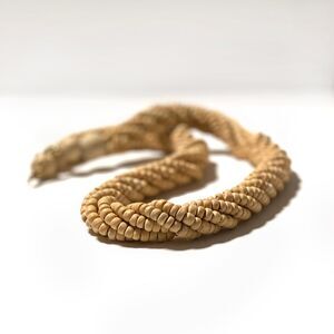 Vintage Wooden Beige Bead Multi Strand Necklace Beads Costume Jewelry Gift